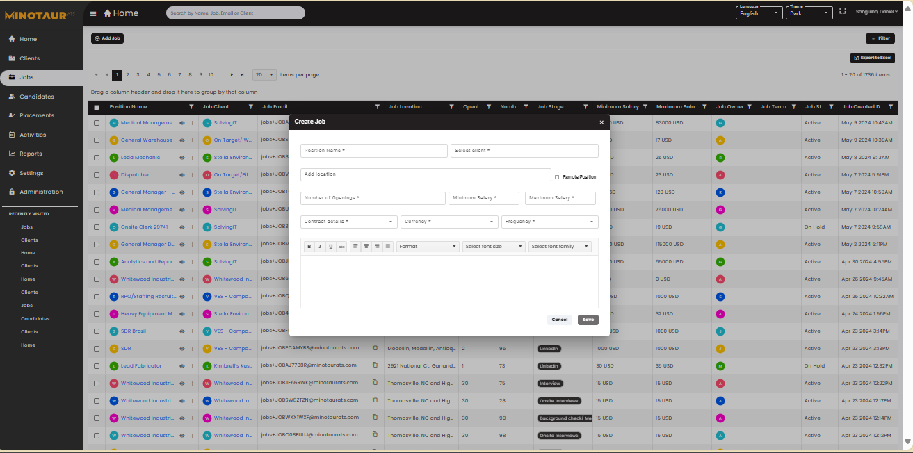 screenshot of Minotaur ATS